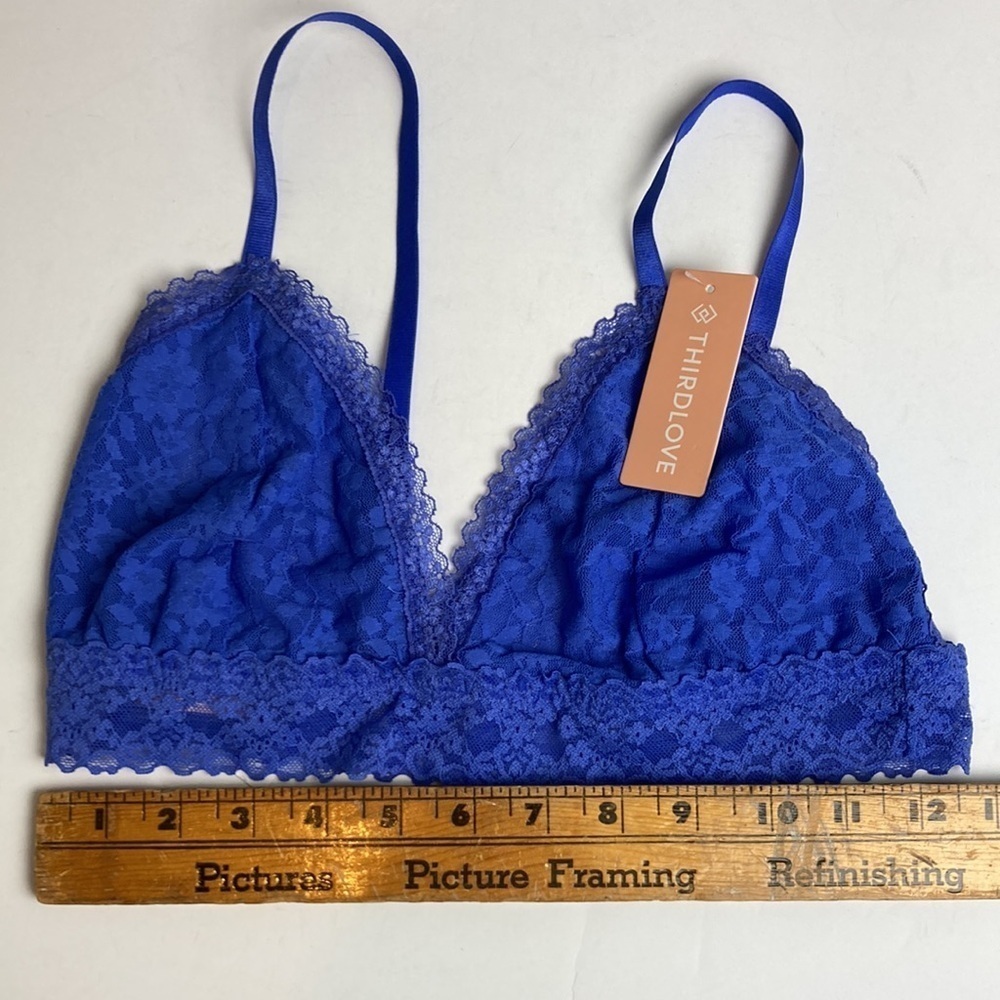 ThirdLove Lace Triangle Bralette NWT Royal Blue Sz L Camisole Coquette Feminine
